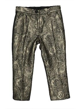 Dolce & Gabbana Metallic Gold Paisley Slim Kids Pants